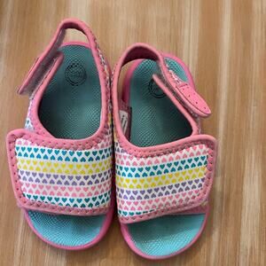 Wonder Nation Toddler Girls Sandals Size 6 Pink Heart Print Excellent Condition